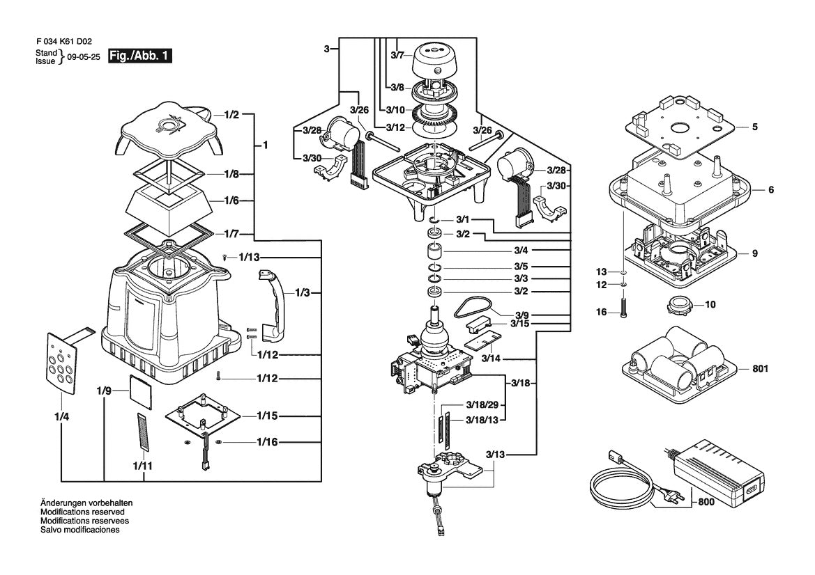 Vue éclatée Bosch PAL-300HV Profile F 034 K61 D02 - page 1