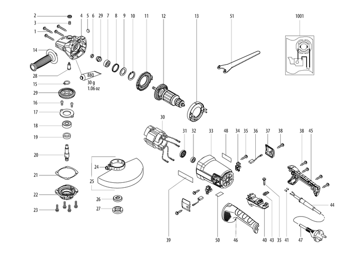 Vue éclatée Metabo W 2200-230 06435010 - page 1