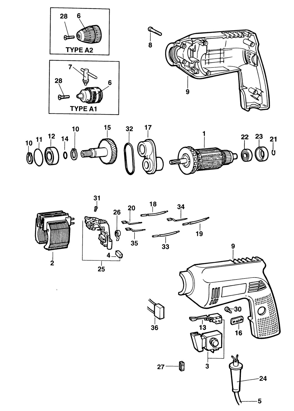 Vue éclatée DeWalt BM11E Type 1 - planche 1