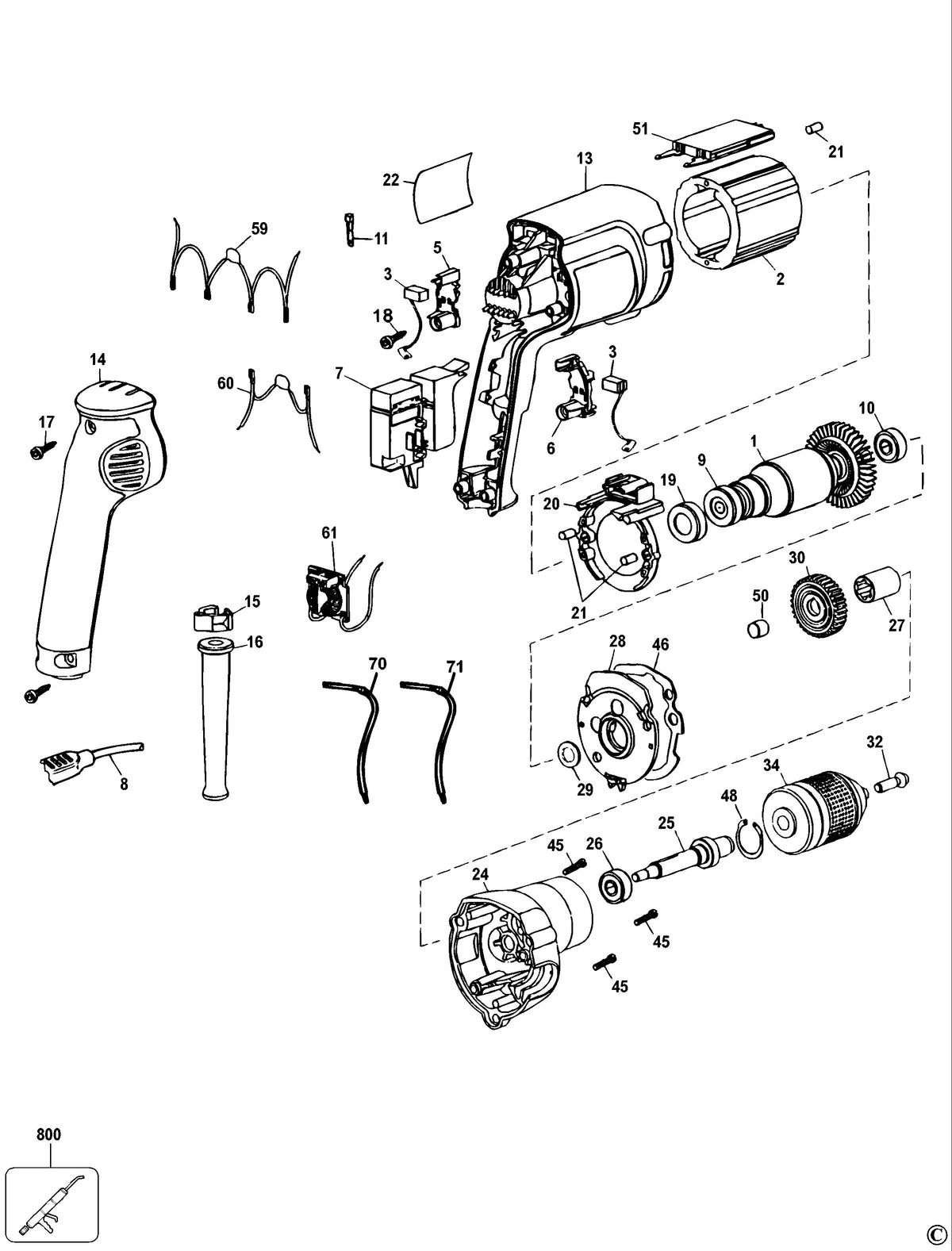 Vue éclatée DeWalt BM12E Type 1 - planche 1