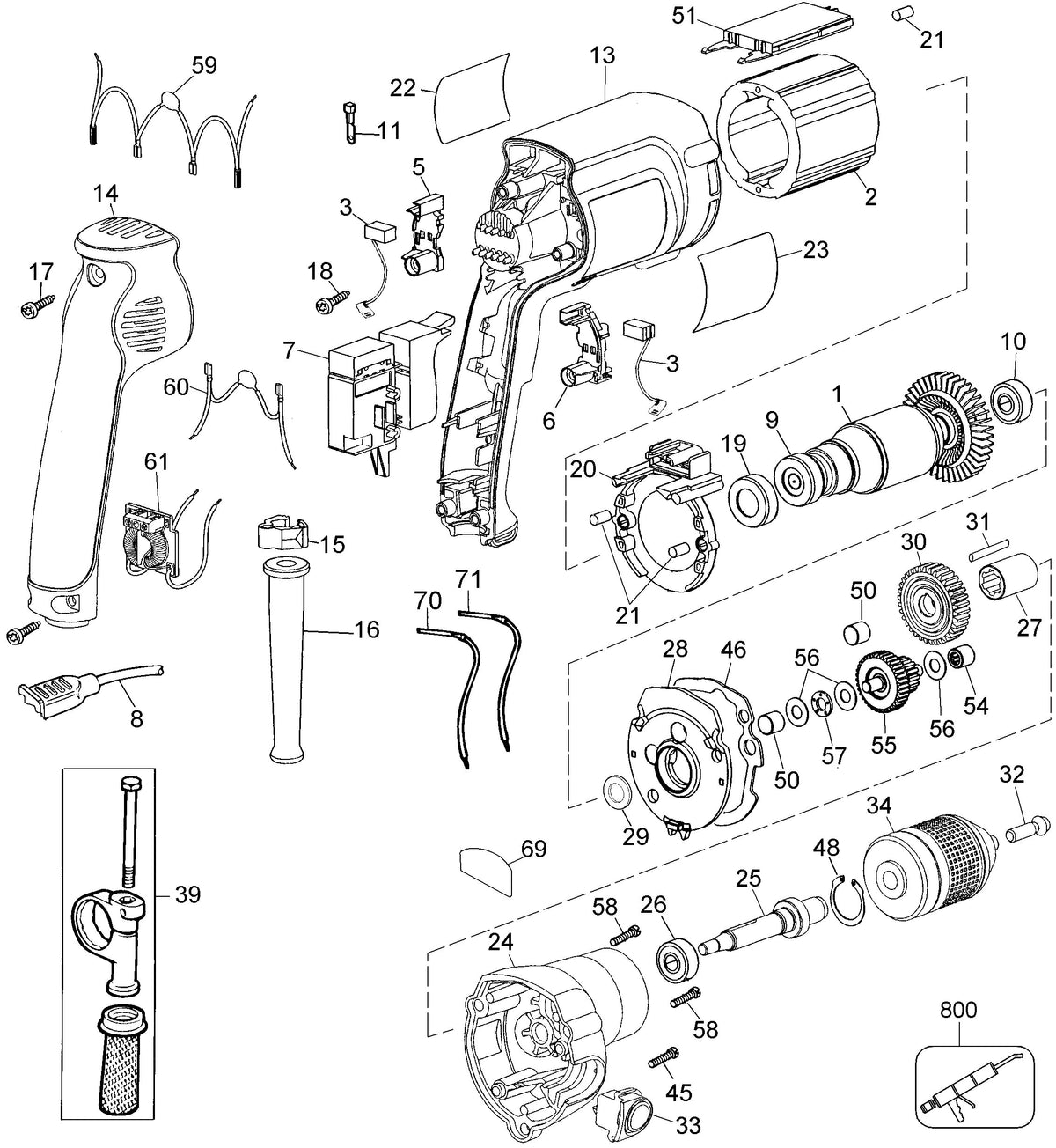 Vue éclatée DeWalt BM15E Type A1 - planche 1