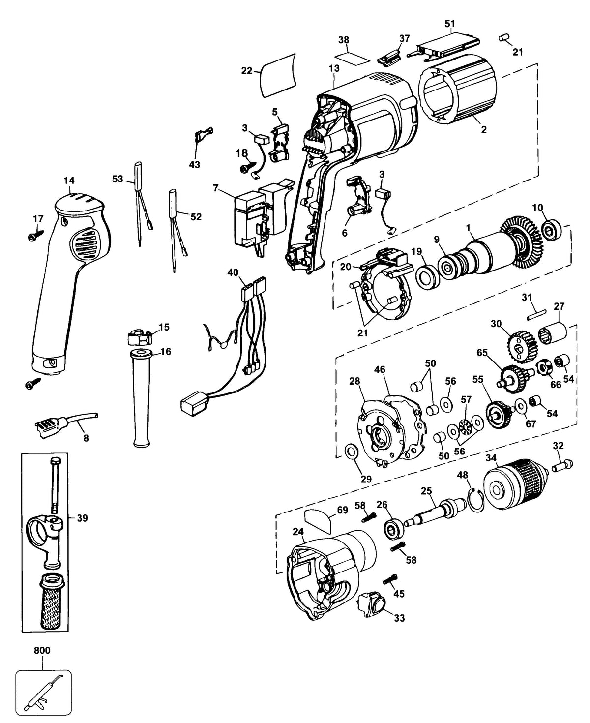 Vue éclatée DeWalt BM18EBT Type 1 - planche 1