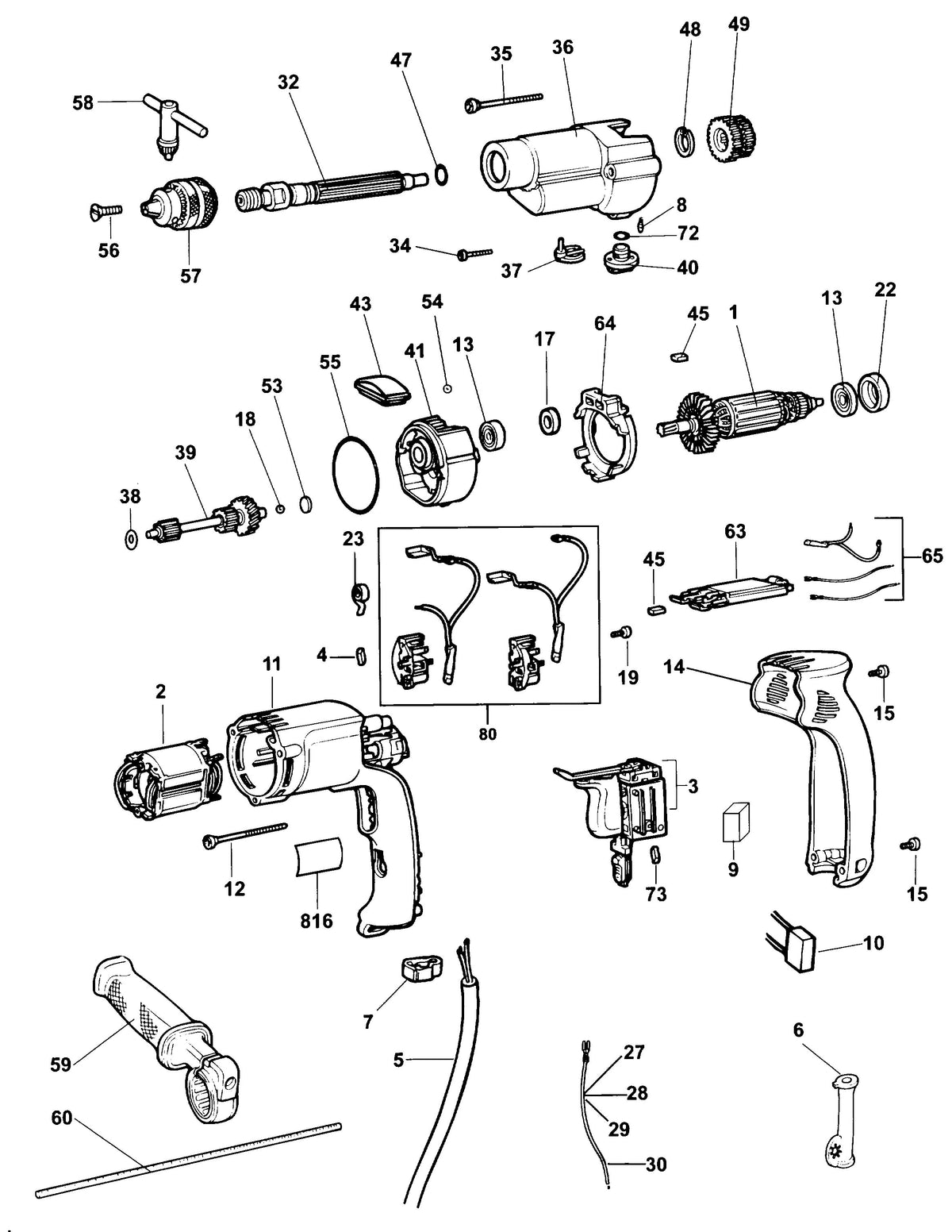Vue éclatée DeWalt BM19E Type 1 - planche 1