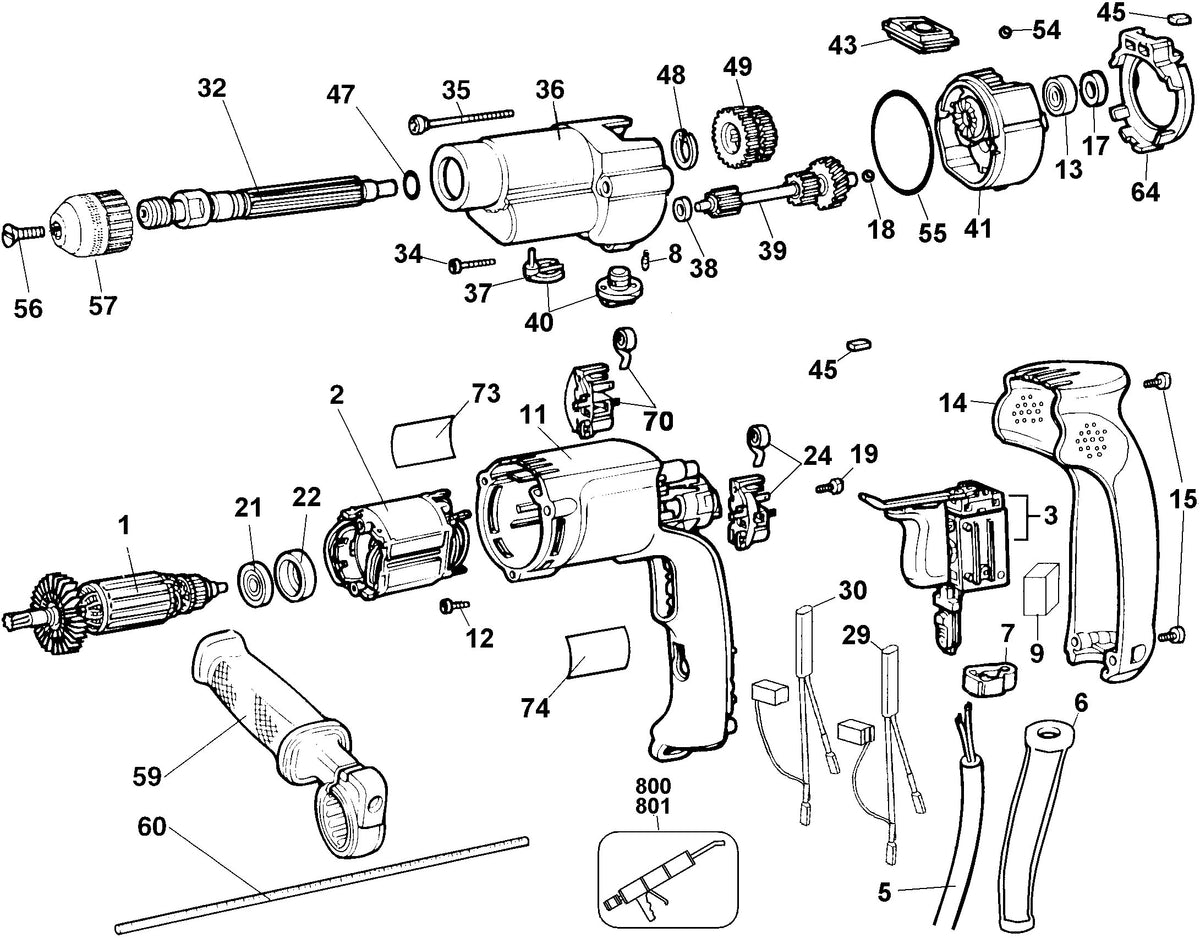 Vue éclatée DeWalt BM19E Type 2 - planche 1