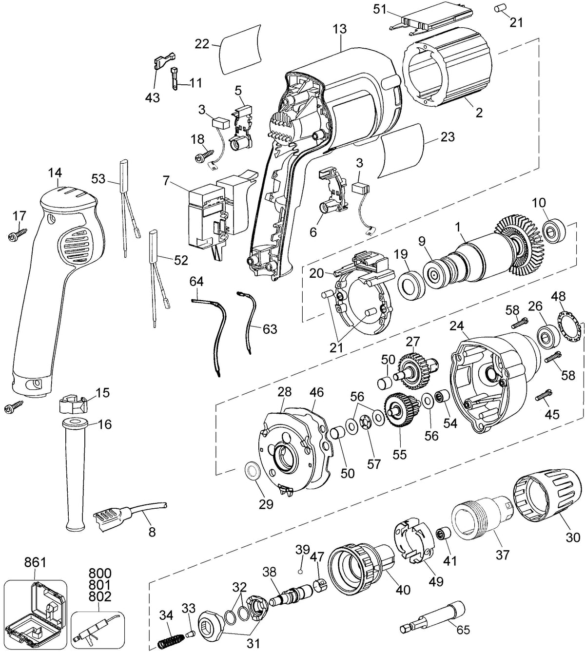 Vue éclatée DeWalt BS20EK Type 2 - planche 1