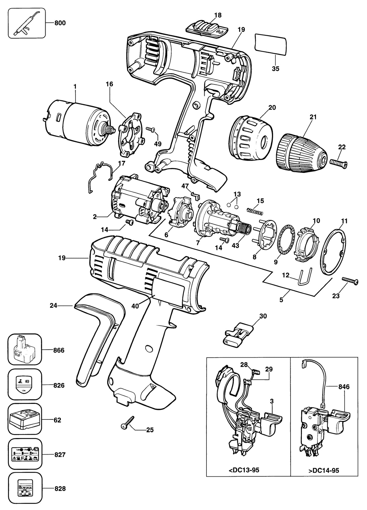 Vue éclatée DeWalt BSA10KM Type 1 - planche 1