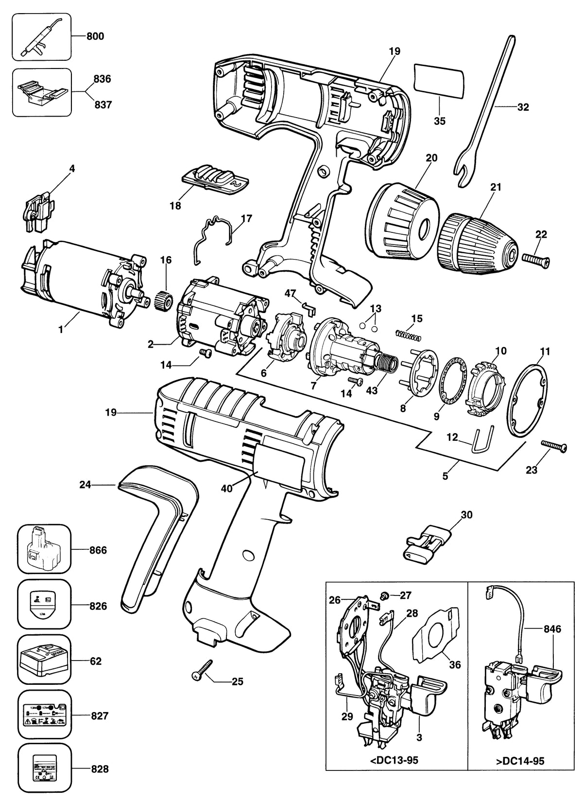 Vue éclatée DeWalt BSA21 Type 1 - planche 1