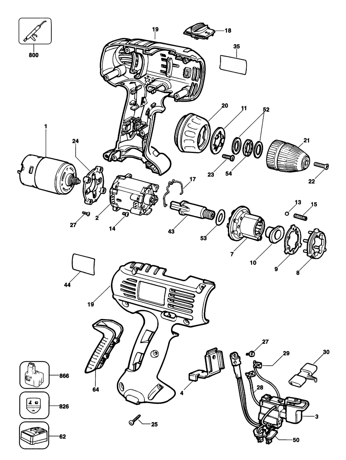 Vue éclatée DeWalt BSA30K Type 1 - planche 1