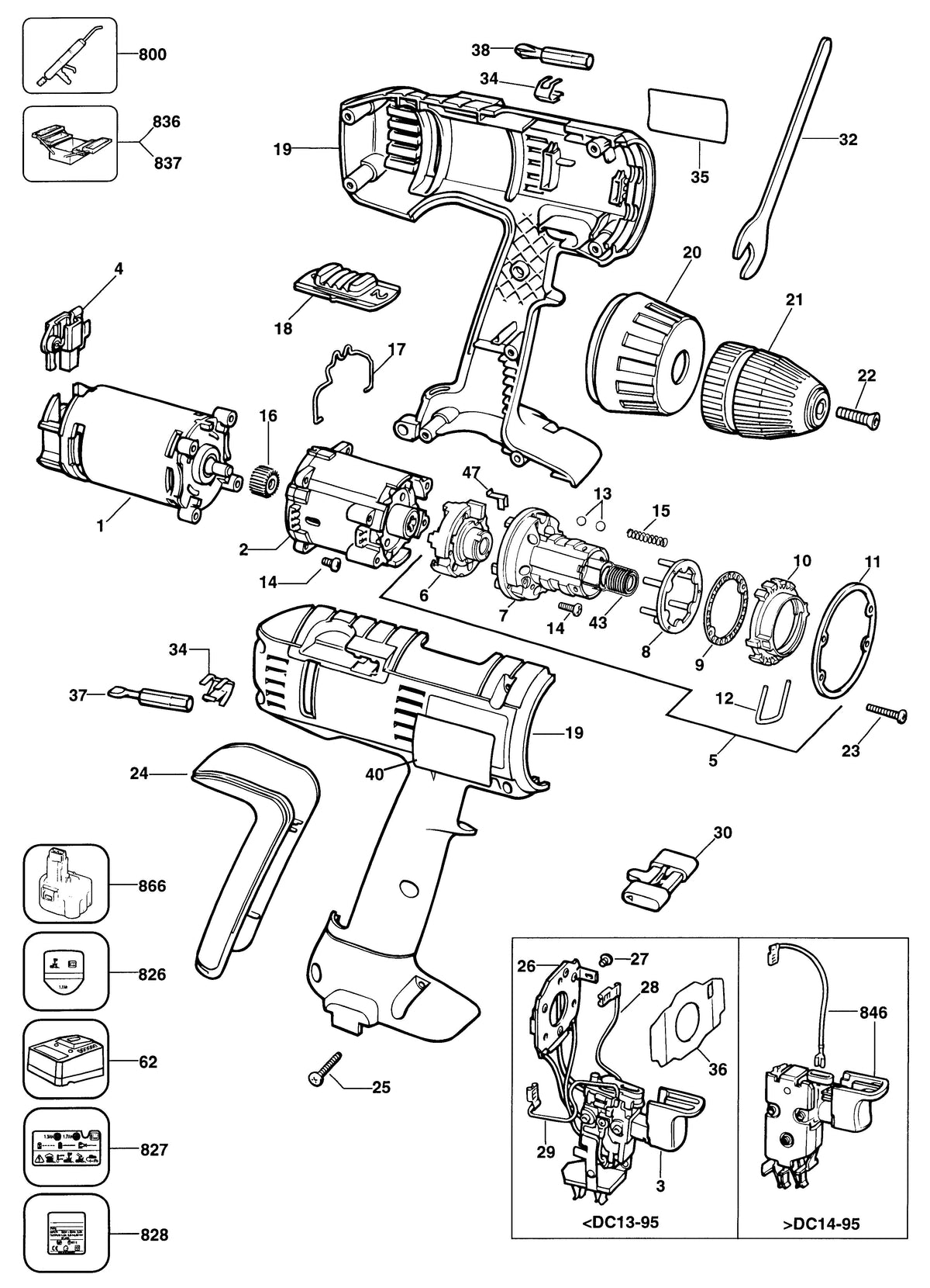 Vue éclatée DeWalt BSA31K Type 1 - planche 1