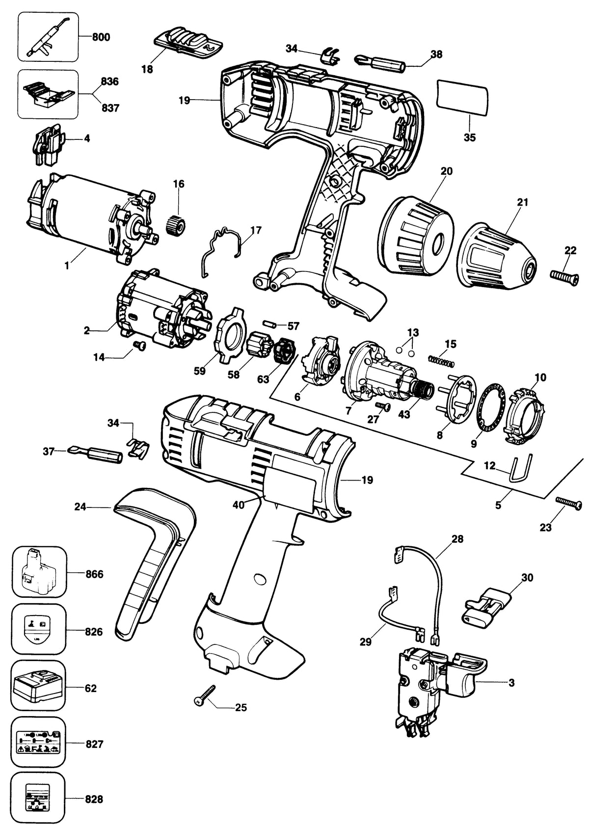 Vue éclatée DeWalt BSA31K Type 2 - planche 1