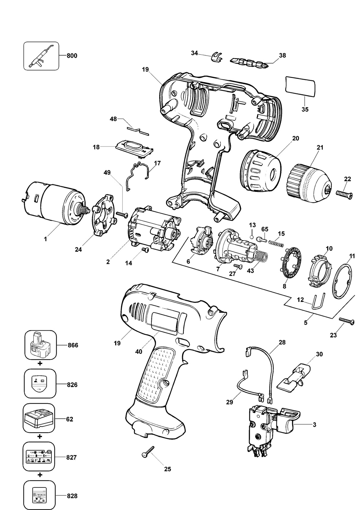 Vue éclatée DeWalt BSA33 Type 2 - planche 1