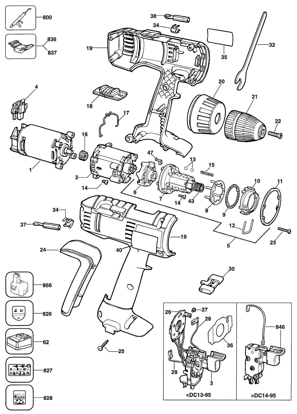 Vue éclatée DeWalt BSA52K Type 1 - planche 1