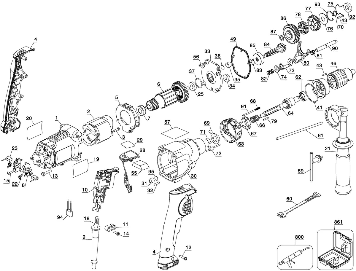 Vue éclatée DeWalt D21570K Type 2 - planche 1