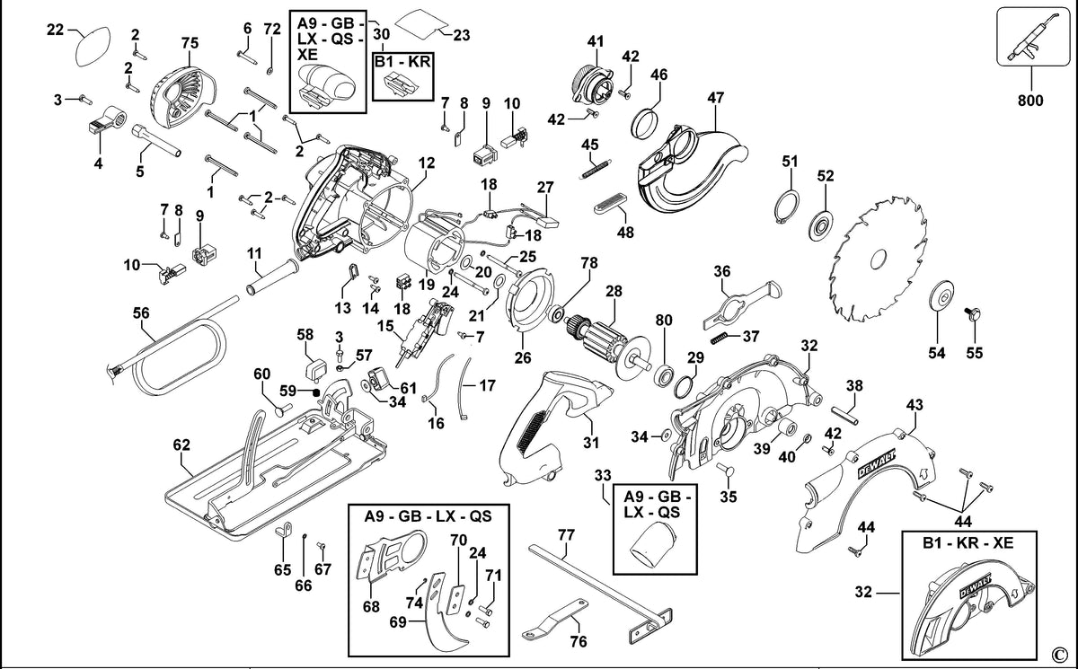 Vue éclatée DeWalt D23620 Type 1 - planche 1