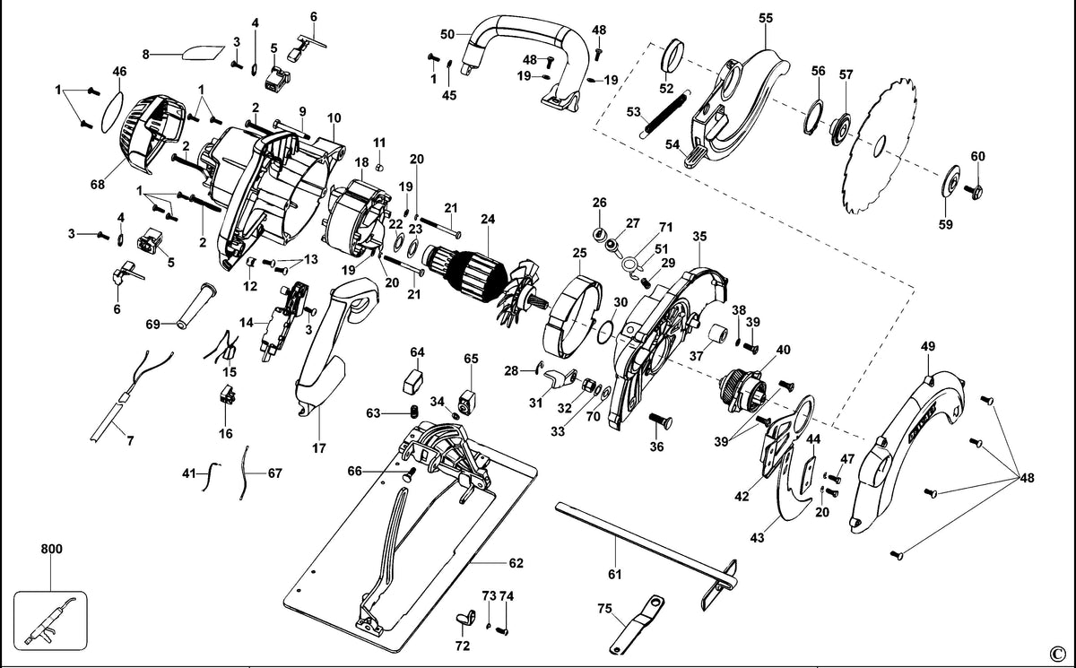 Vue éclatée DeWalt D23650 Type 1 - planche 1