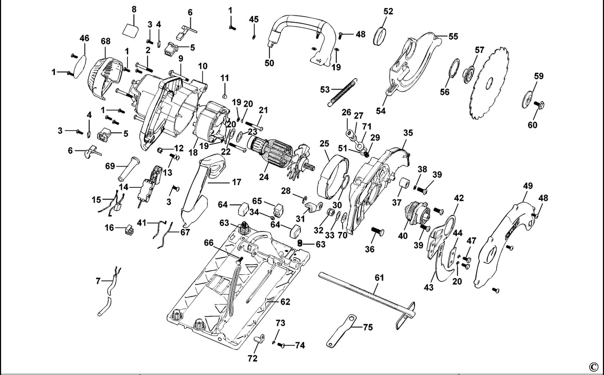 Vue éclatée DeWalt D23651 Type 1 - planche 1