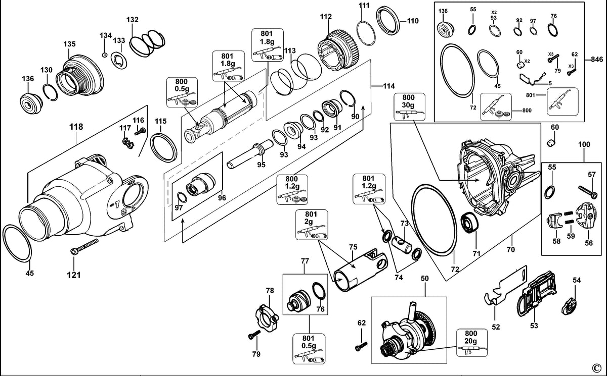 Vue éclatée DeWalt D25223K Type 1 - planche 1