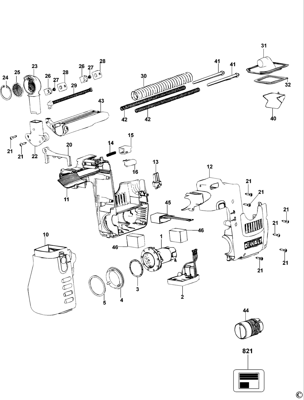 Vue éclatée DeWalt D25300D Type 1 - planche 1