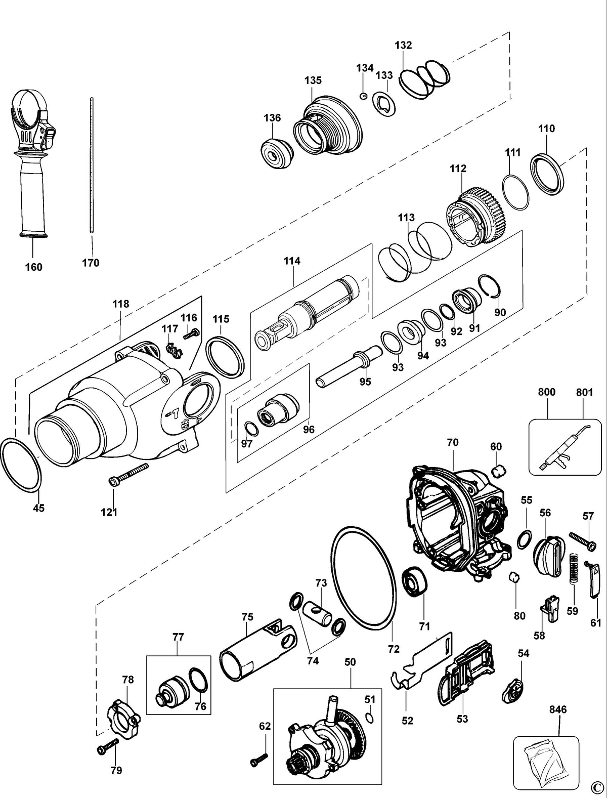 Vue éclatée DeWalt D25303K Type 1 - planche 1