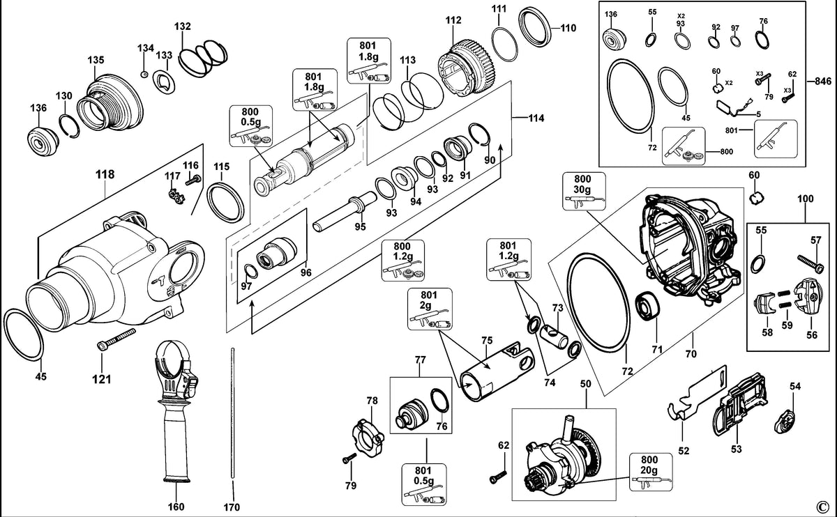 Vue éclatée DeWalt D25313K Type 3 - planche 2