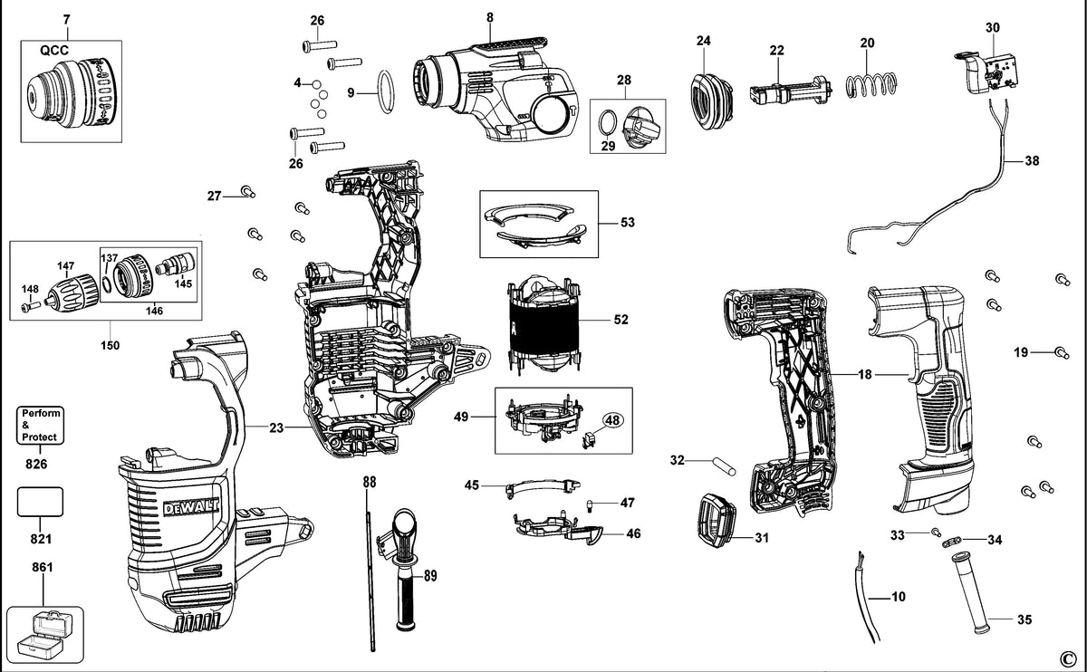 Vue éclatée DeWalt D25334K Type 1 - planche 2