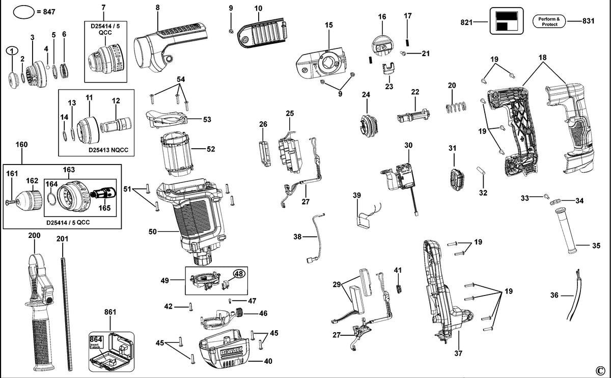 Vue éclatée DeWalt D25414K Type 1 - planche 2