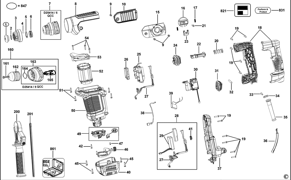 Vue éclatée DeWalt D25414K Type 2 - planche 2