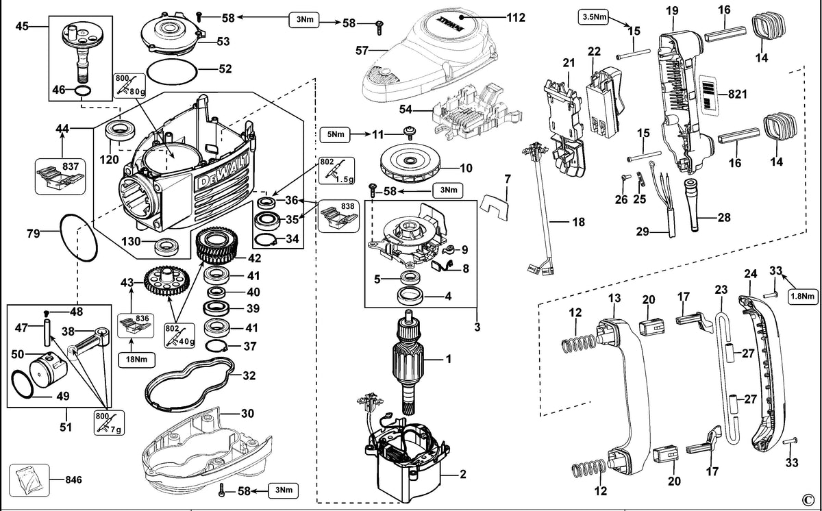 Vue éclatée DeWalt D25941K Type 3 - planche 3