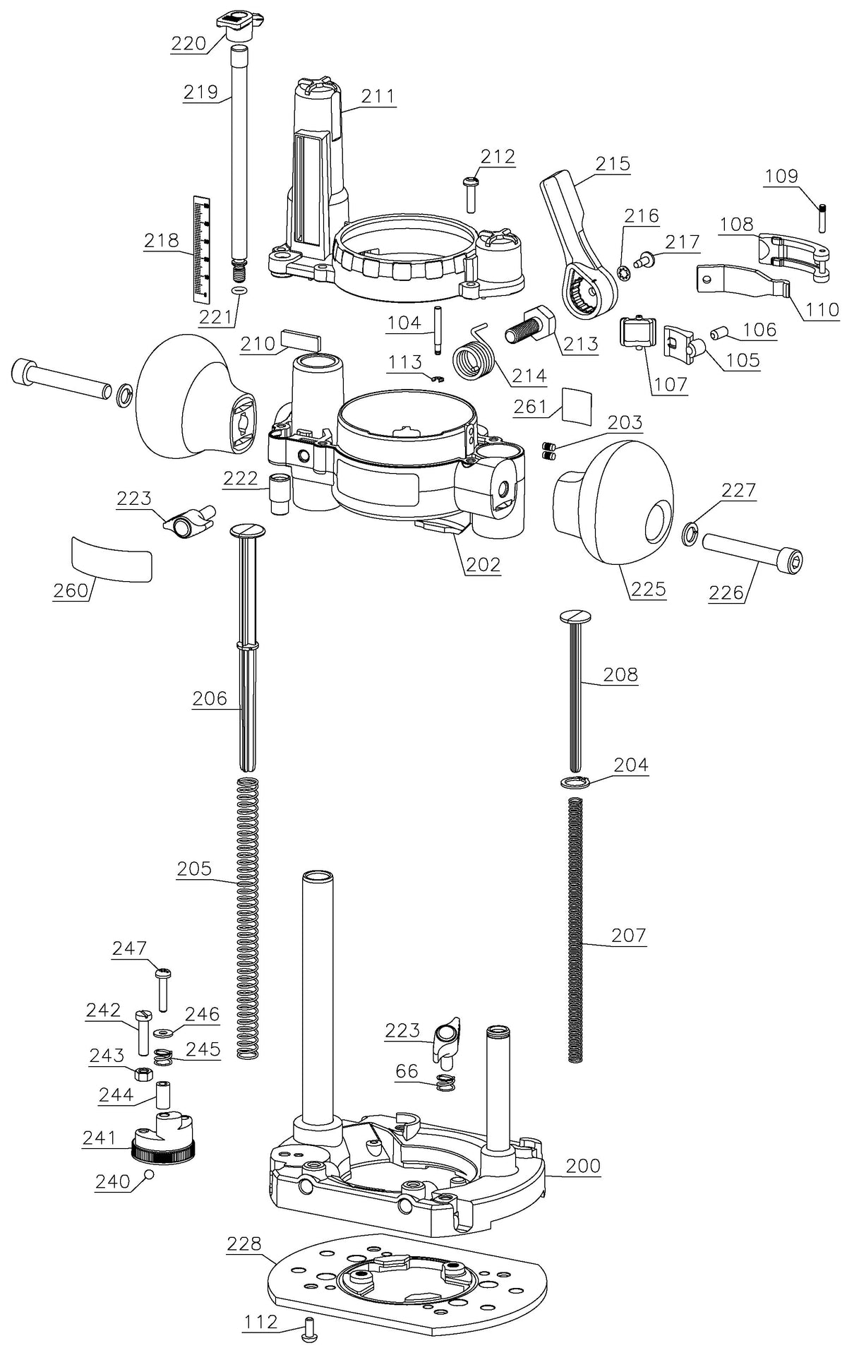 Vue éclatée DeWalt D26203 Type 1 - planche 2