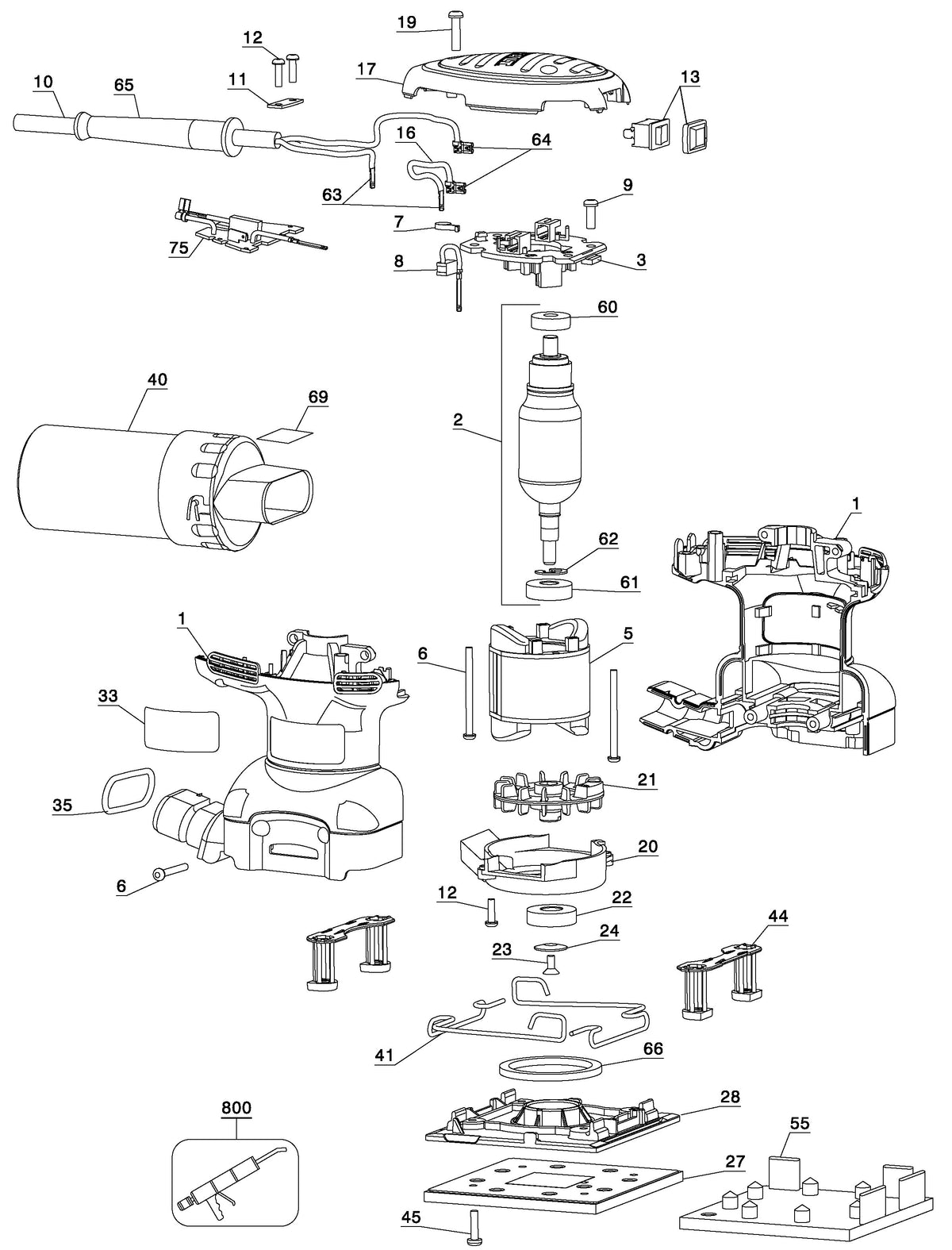 Vue éclatée DeWalt D26441 Type 1 - planche 1