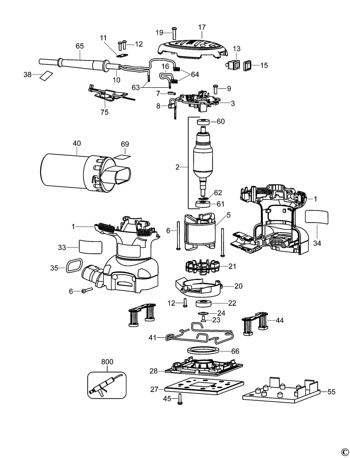 Vue éclatée DeWalt D26441 Type 2 - planche 1