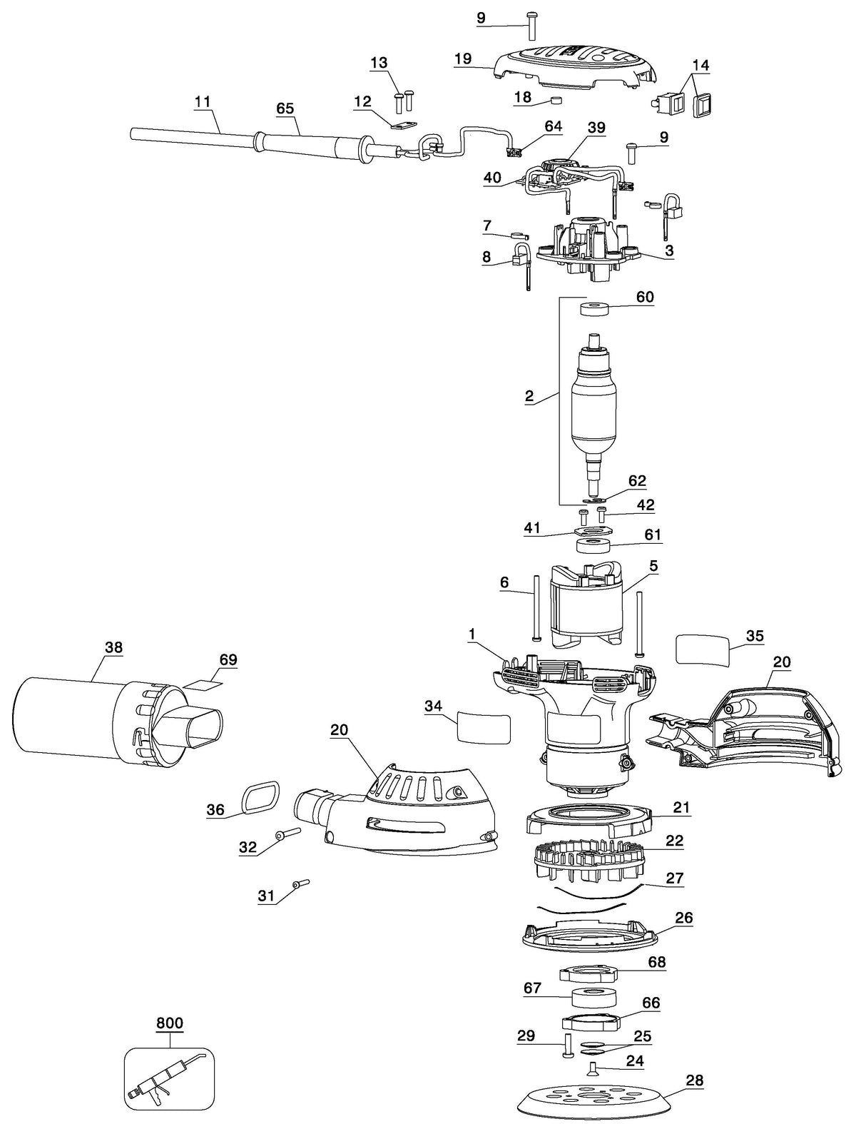 Vue éclatée DeWalt D26453 Type 1 - planche 1