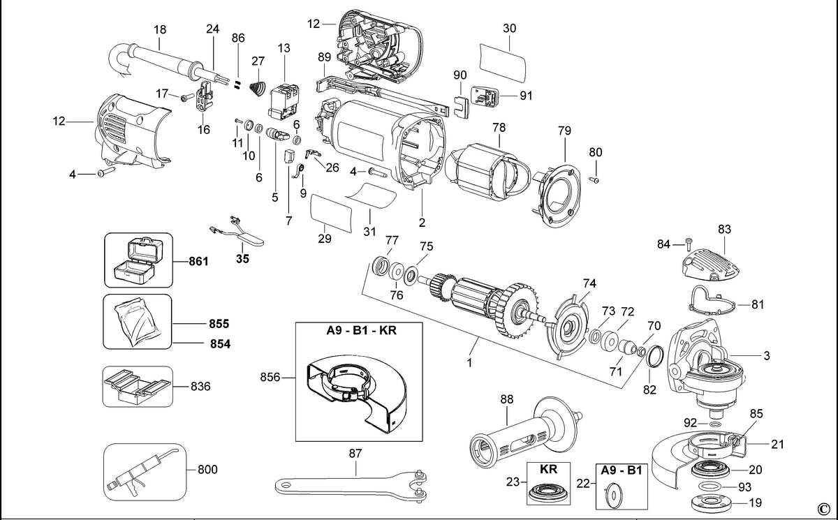 Vue éclatée DeWalt D28111 Type 2 - planche 1