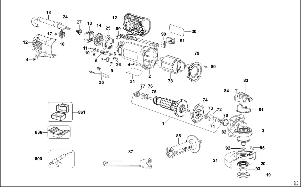 Vue éclatée DeWalt D28113 Type 2 - planche 1
