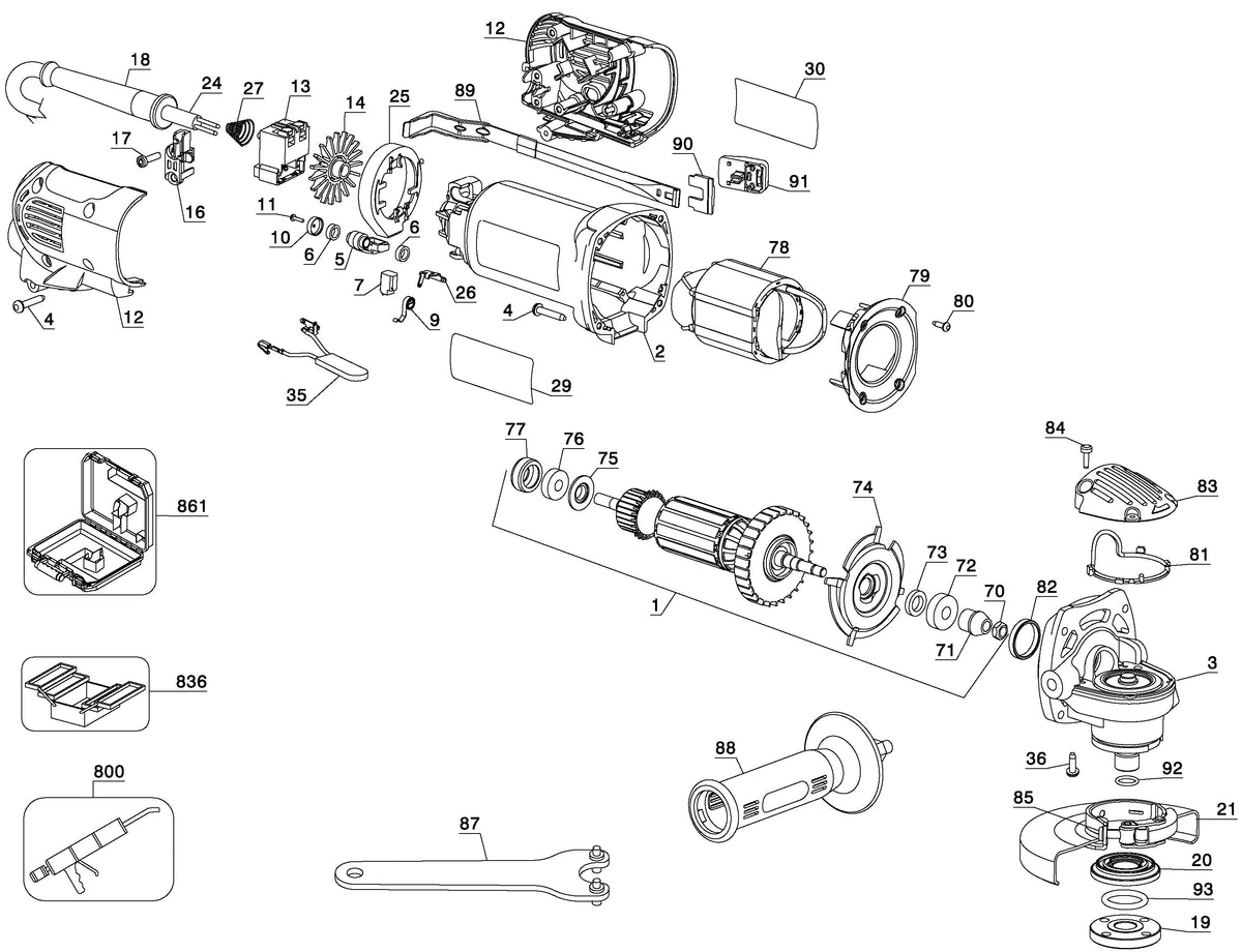 Vue éclatée DeWalt D28113KD Type 3 - planche 1
