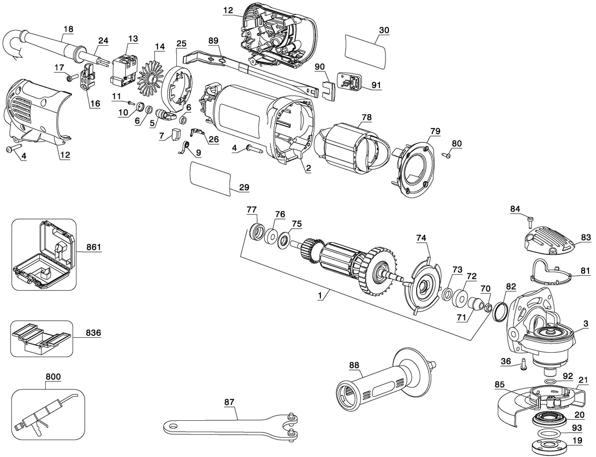 Vue éclatée DeWalt D28134KD Type 3 - planche 1