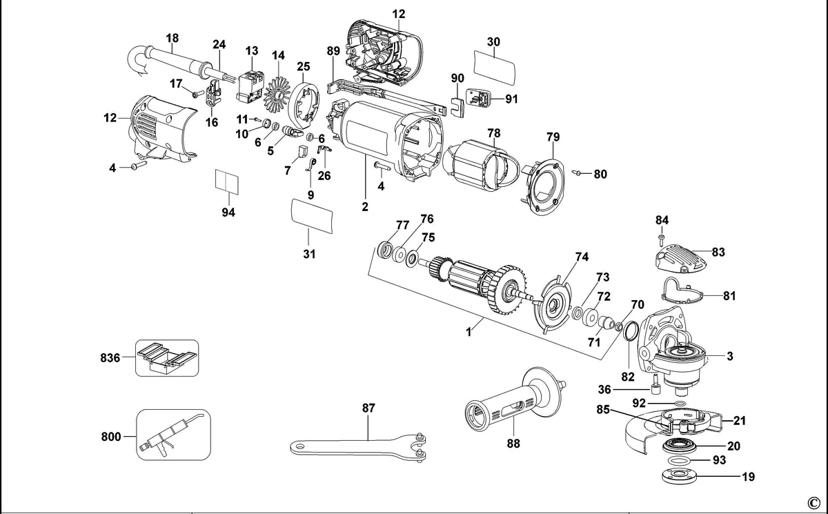 Vue éclatée DeWalt D28141 Type 4 - planche 1