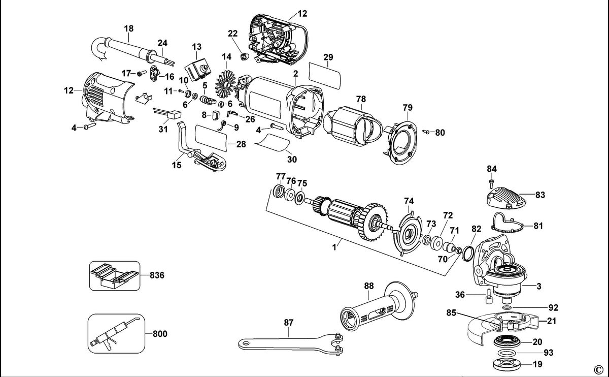 Vue éclatée DeWalt D28142 Type 3 - planche 1