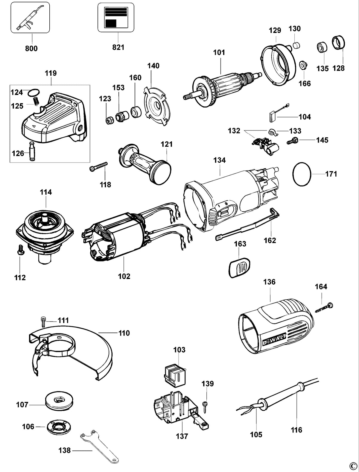 Vue éclatée DeWalt D28187 Type 1 - planche 1