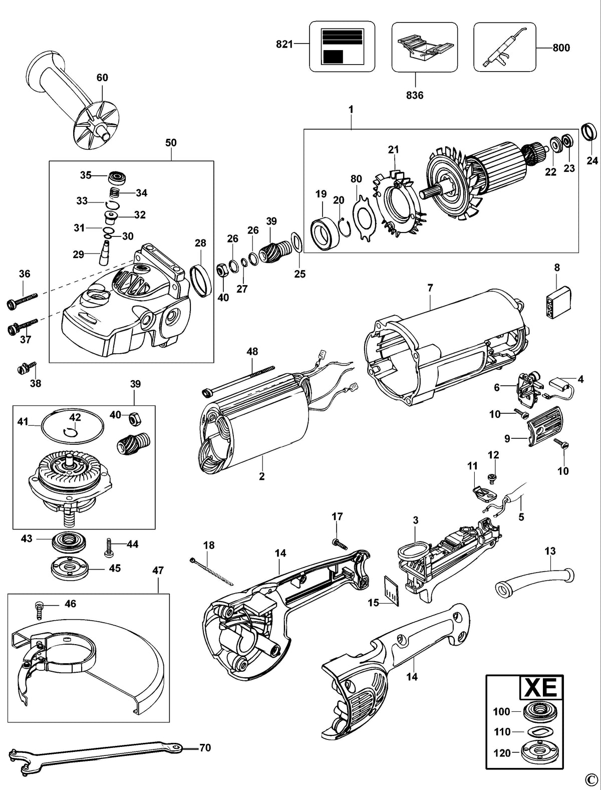 Vue éclatée DeWalt D28411 Type 1 - planche 1