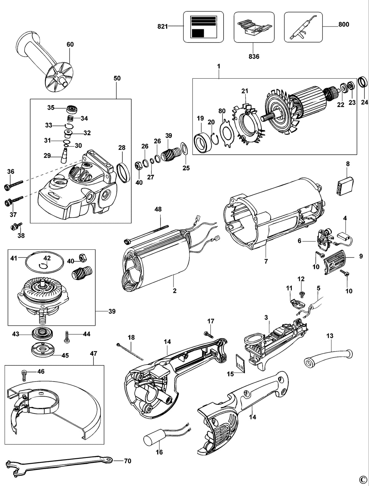 Vue éclatée DeWalt D28422 Type 1 - planche 1