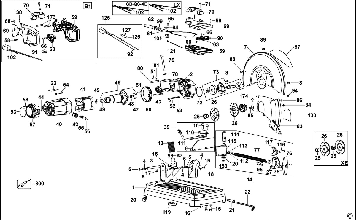 Vue éclatée DeWalt D28715 Type 2 - planche 1