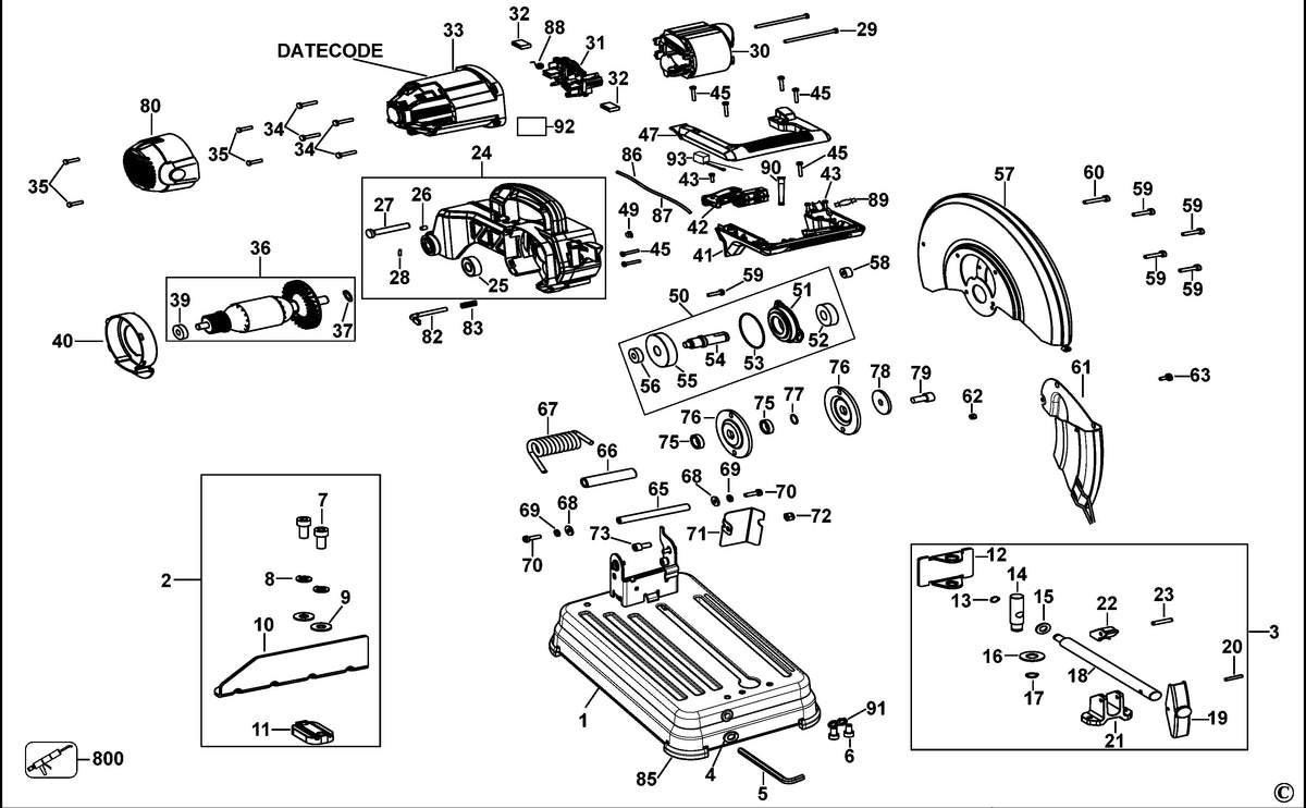 Vue éclatée DeWalt D28730 Type 1 - planche 1