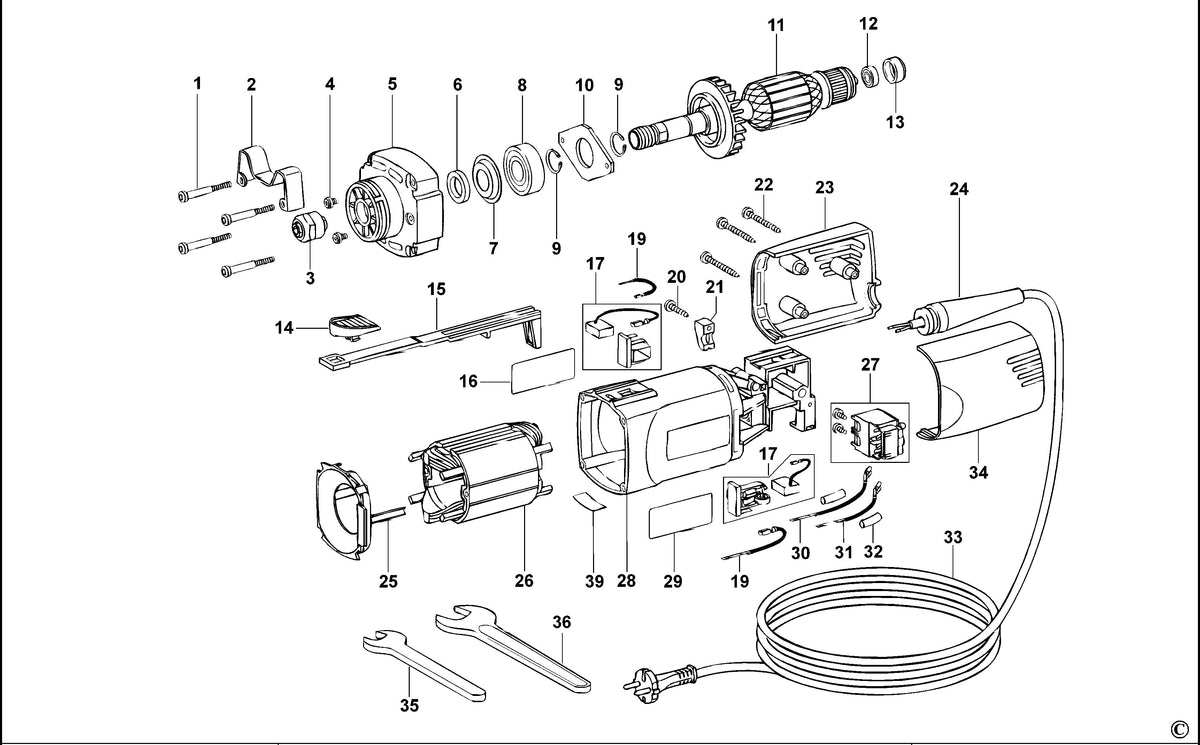 Vue éclatée DeWalt D28885 Type 1 - planche 1