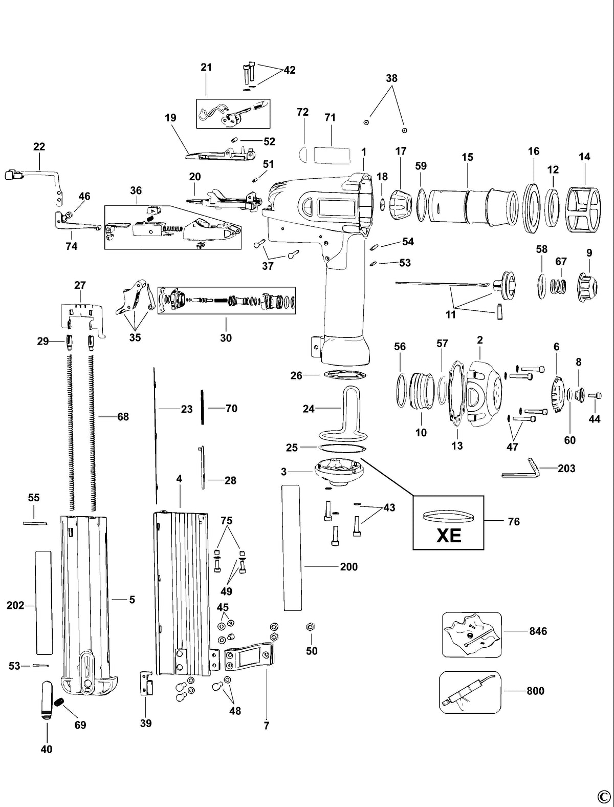 Vue éclatée DeWalt D51238K Type 1 - planche 1
