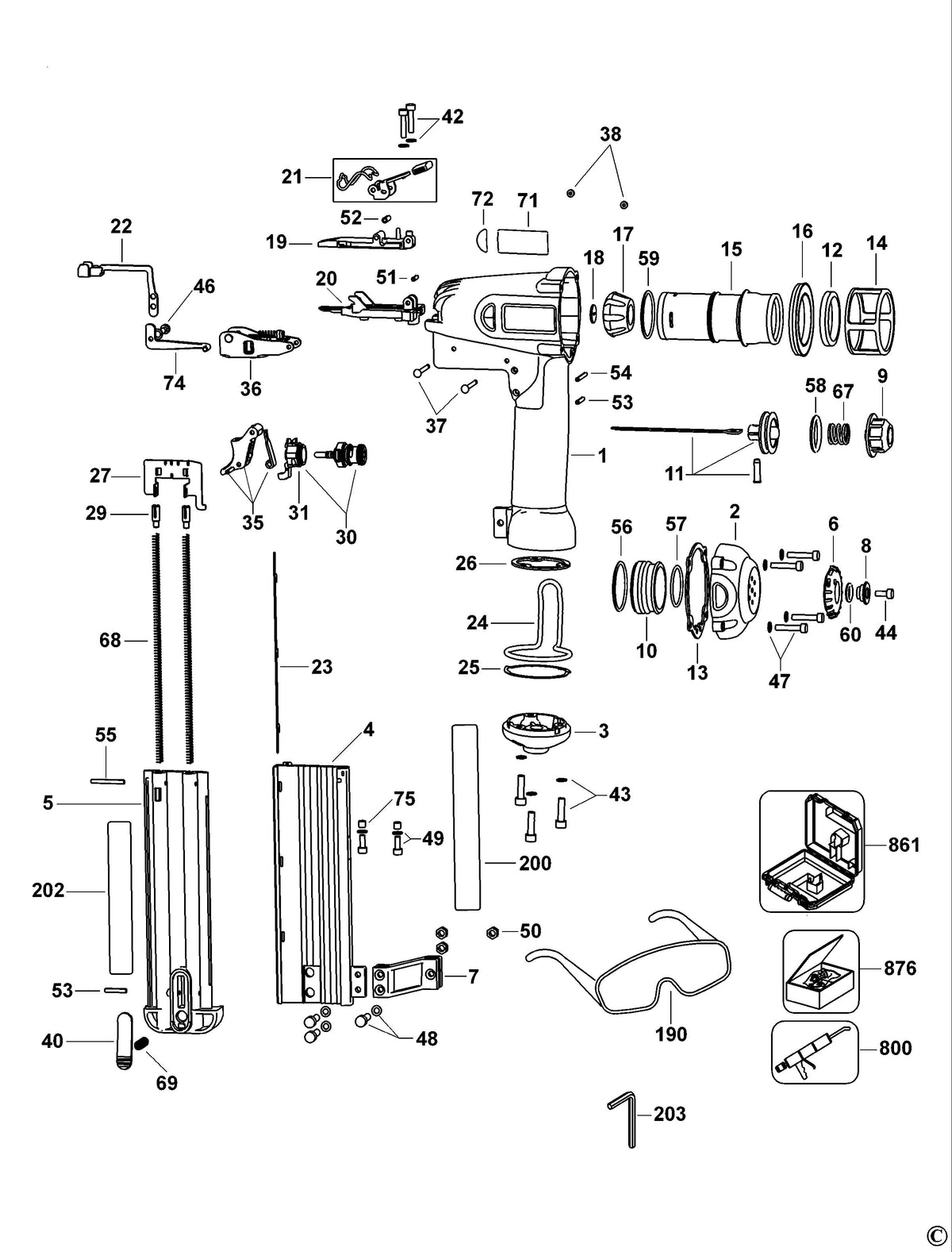 Vue éclatée DeWalt D51238K Type 2 - planche 1