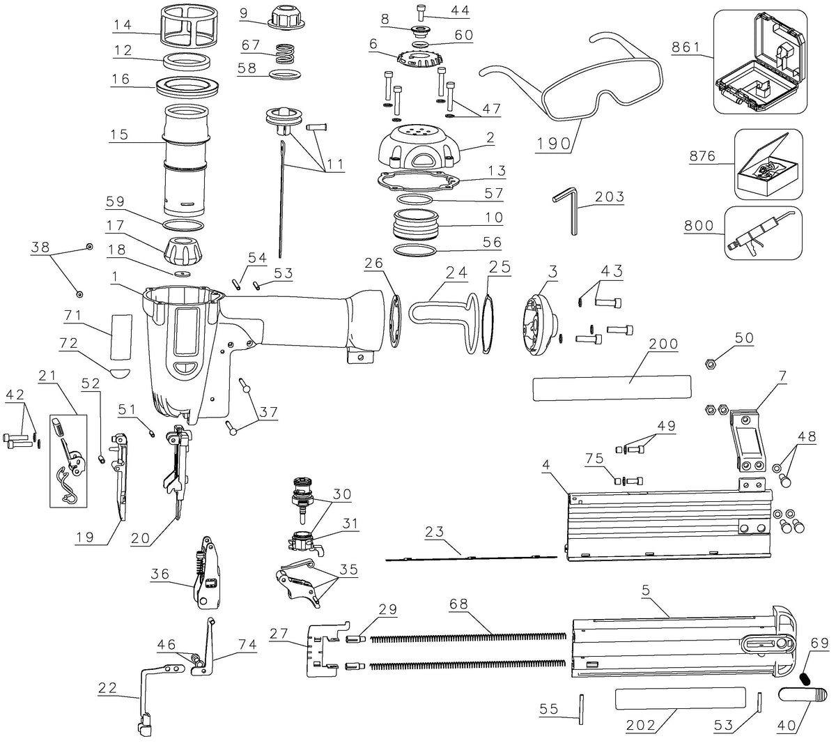 Vue éclatée DeWalt D51238K Type 3 - planche 1
