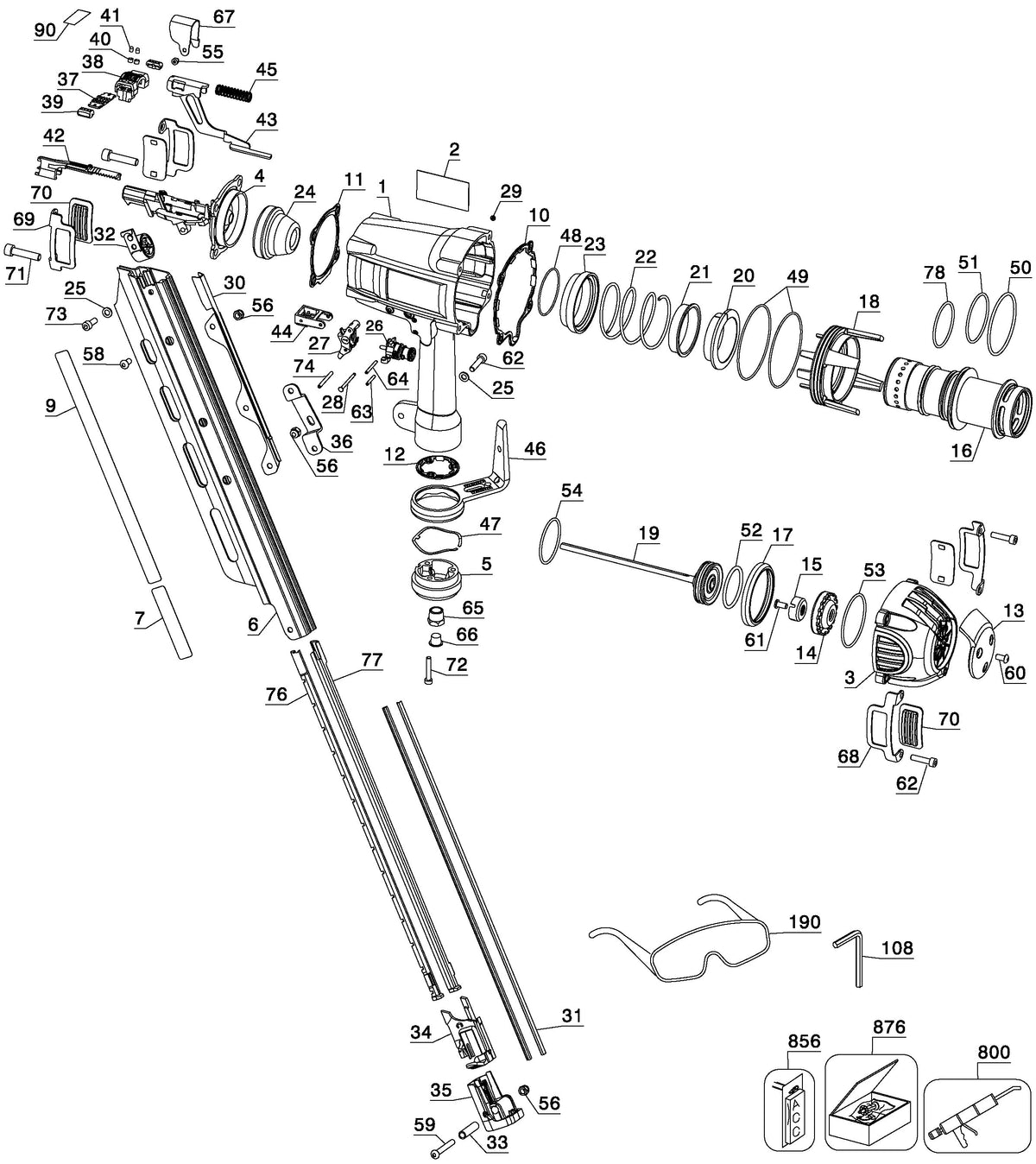 Vue éclatée DeWalt D51825 Type 1 - planche 1
