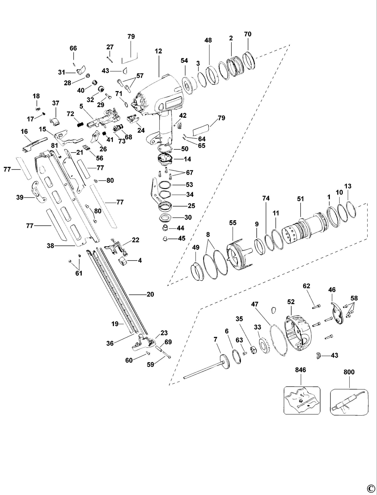 Vue éclatée DeWalt D51845 Type 1 - planche 1