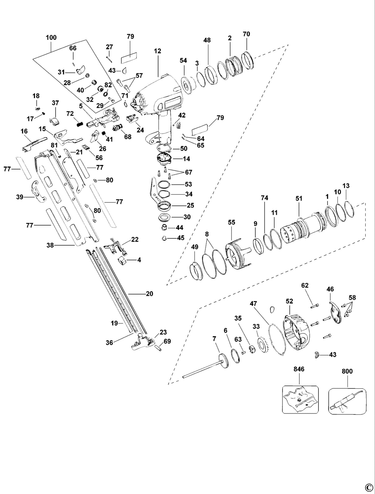 Vue éclatée DeWalt D51845 Type 2 - planche 1
